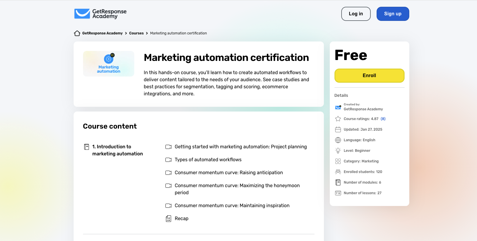 Marketing Automation certification course from GetResponse